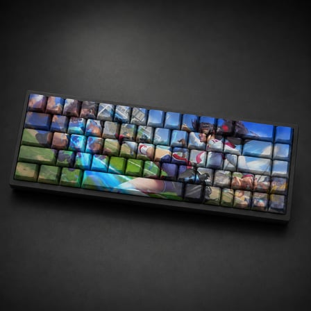 Özel LoL All-Star Akali 68 Tuş PBT Cherry Profil Boya Süblimasyon Yan Baskılı Mekanik Klavye Keycaps Seti