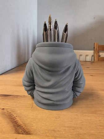 3D Baskı Kapüşonlu Sweatshirt Kalemlik - Masaüstü Organizer-Gri