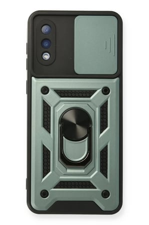 Samsung Galaxy A02 Kılıf Pars Lens Yüzüklü Silikon - Yeşil