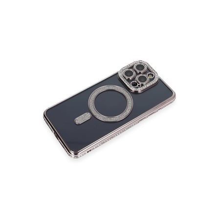 Apple İphone 14 Pro Kılıf Joke Simli Magneticsafe Kılıf - Gri