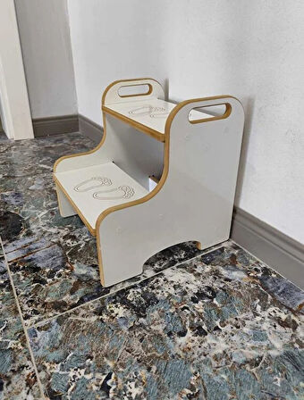 Montessori Beyaz Basamak Tabure Çocuk Banyo Wc Lavabo Merdiven Yükseltici