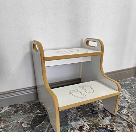 Montessori Beyaz Basamak Tabure Çocuk Banyo Wc Lavabo Merdiven Yükseltici