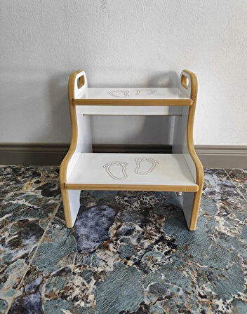 Montessori Beyaz Basamak Tabure Çocuk Banyo Wc Lavabo Merdiven Yükseltici