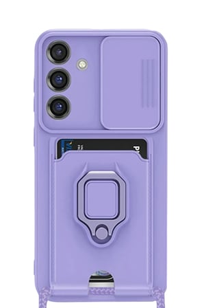 Samsung Galaxy S25 Plus Kılıf Zuma Kartvizitli Yüzüklü Silikon - Lila