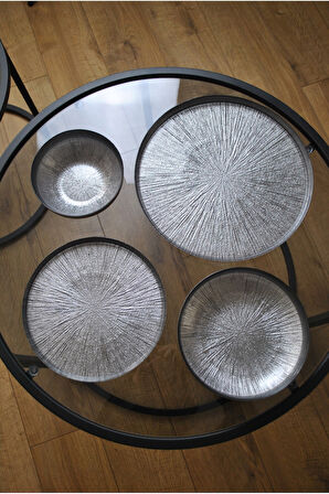 2 Kişilik 8 Parça Cam Yemek Takımı Gri - Cam Tabak Yemek Seti