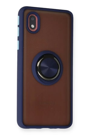 Samsung Galaxy A01 Core Kılıf Montreal Yüzüklü Silikon Kapak - Lacivert
