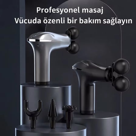 4 Başlıklı Şarjlı Masaj Tabancası Bel Sırt Boyun Bacak Kas Rahatlatıcı