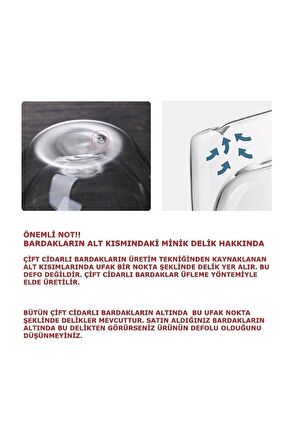 Çift Camlı Çift Cidarlı Cam Kupa 300 ml Ev Ofis Fincanı Çift Katlı Isı Yalıtımlı Kulplu Cam Bardak