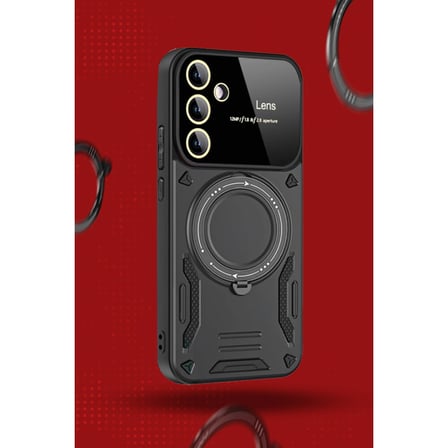 Samsung Galaxy S24 Fe Kılıf Joy Lens Standlı Kapak - Kırmızı