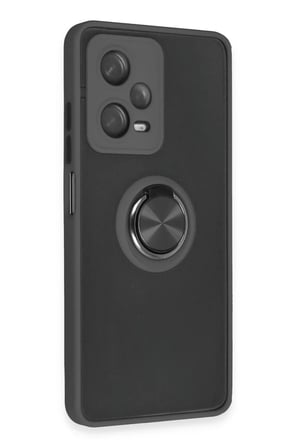 Xiaomi Redmi Note 12 5G Kılıf Montreal Yüzüklü Silikon Kapak - Siyah