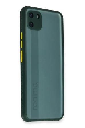 Realme C11 Kılıf Miami Şeffaf Silikon - Koyu Yeşil