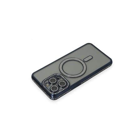 Apple İphone 15 Pro Max Kılıf Joke Simli Magneticsafe Kılıf - Lacivert