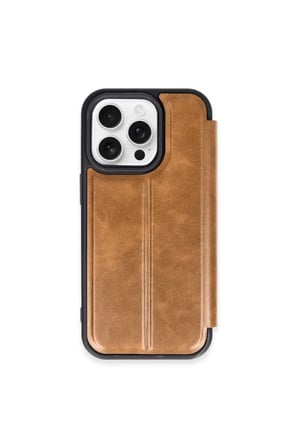 Apple iPhone 15 Pro Max Kılıf Flip Cover - Taba