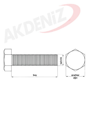 Akdeniz DIN933 M8*60 Mm Siyah Cıvata 1000 Adet