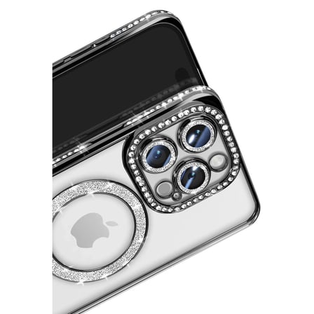 Apple İphone 16 Pro Max Kılıf Joke Simli Magneticsafe Kılıf - Siyah