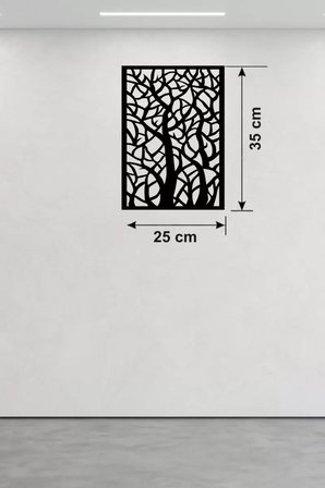 Soyut Ağaç Dalları Ahşap Duvar Tablosu - 25x35 cm Lazer Kesim Dekoratif Pano