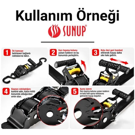 SN-37789 3 Metre Otomatik Cırcırlı Bağlama Kayışı Spanzet Kaydırmaz Tutamaklı Dayanıklı Çelik Gövde 230KG