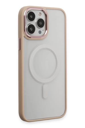 Apple iPhone 15 Pro Kılıf Room Magneticsafe Silikon - Pudra