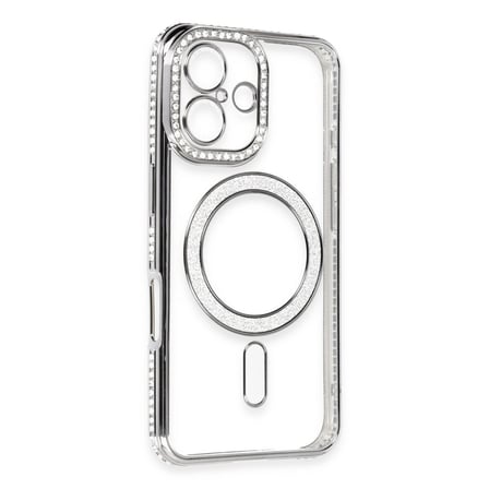 Apple İphone 16 Kılıf Joke Simli Magneticsafe Kılıf - Gri