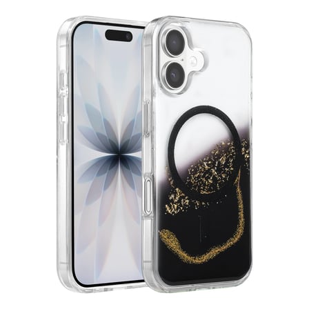 Onegif Apple İphone 16 Lotus Simli Magsafe Kapak - Siyah