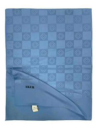 AKER MONOGRAM ŞAL MAVİ