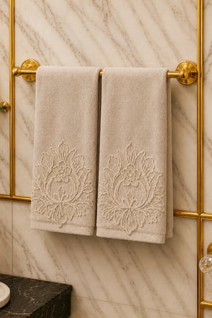 Ahva Güpürlü Pamuklu Çeyizlik El Yüz Havlusu 2'li Set 50x90 cm