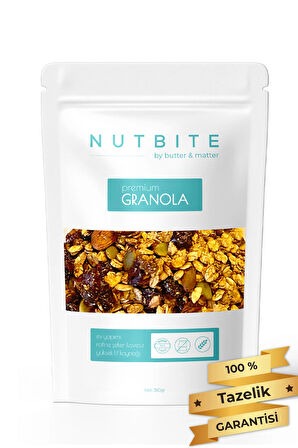 NUTBITE Ev Yapımı Premium Granola 350gr - İlave Şekersiz - Yaban Mersinli - Gurme Serisi