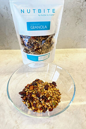 NUTBITE Ev Yapımı Premium Granola 350gr - İlave Şekersiz - Yaban Mersinli - Gurme Serisi