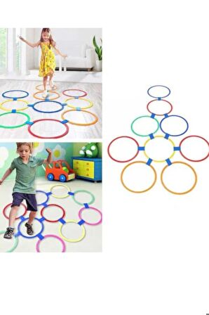 Seksek Halka Oyunu Daire Setleri 22 Parça Hopscotch Sek sek Duyusal Eğitim Çemberleri 27 cm