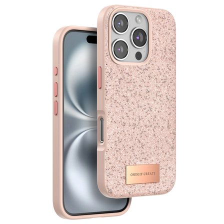 Onegif İphone 16 Pro Max Bright Simli Kapak - Pembe