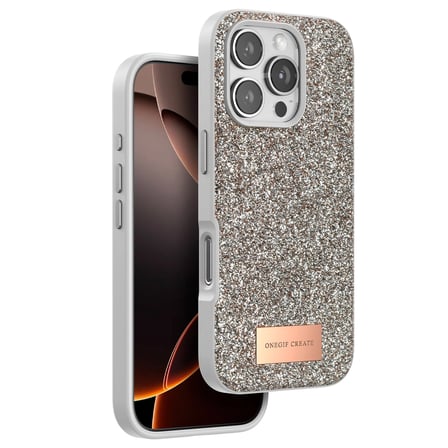 Onegif İphone 16 Pro Bright Simli Kapak - Gold
