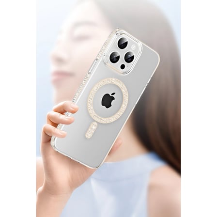 İphone 15 Pro Move Taşlı Magsafe Kapak - Gümüş