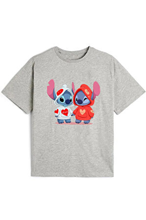 Pamuklu Kız Çocuk Lilo Baskılı Tshirt Tişört 5 6 7 8 9 10 11 12 13 14 yaş