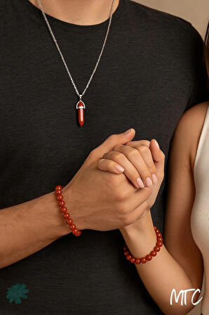 🔴 Akik (Agate) Doğal Taş Bileklik & Kolye