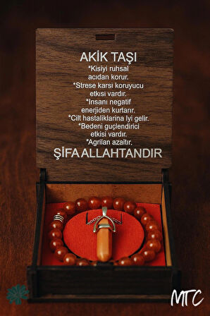 🔴 Akik (Agate) Doğal Taş Bileklik & Kolye