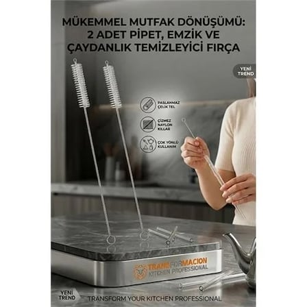 2 Adet Pipet Emzik Çaydanlık Temizleyici Fırça 718031
