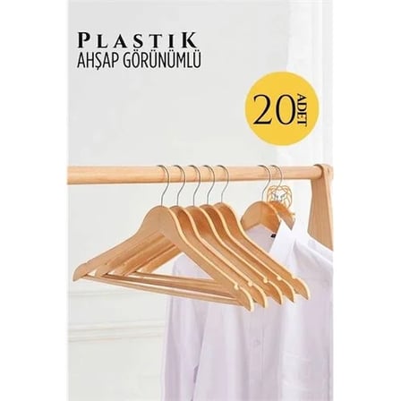 Ahşap Görünüm Plastik Askı 20 Adet 720521