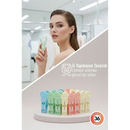 Yuliya İz Bırakmaz Emoji Renkli Çamaşır Mandalı 36'Lı 722863