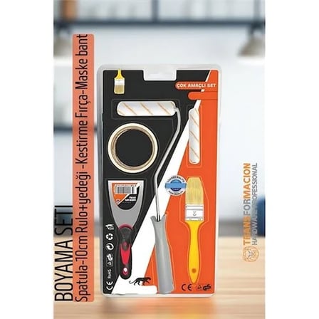 Boyama Seti - Spatula-10Cm Rulo +Yedeği -Kestirme Fırça-Maskeleme Bant