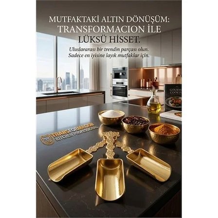 3'Lü Lüks Gold Zamak Ölçü Baharat Kaşığı Seti - Özel Tasarım 721956