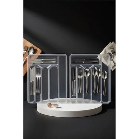 Greta 6 Bölmeli 2 Li Set Şeffaf Çekmece İçi Kaşıklık - Kristal Berraklığında Düzenleyici 722880