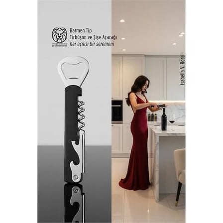 Barmen Tip Çelik Profesyonel Tirbüşon Şişe Açacağı Kombine Set 722723