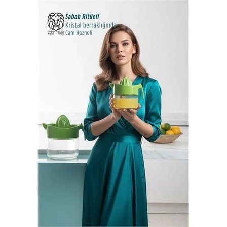 Cam Hazneli 300 Ml Lüks Limon Portakal Sıkacağı 11,4 Cm
