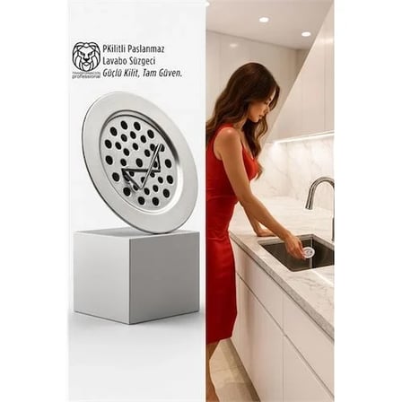 Kilitli Paslanmaz Lavabo Süzgeci - Akıllı Tahliye Tam Süzme Teknolojisi (5.5 Cm)