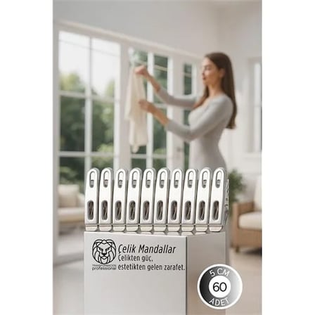 Çelik Mandal Seti - 60'Lı Seri, Endüstriyel Mukavemetli Çamaşır Mandalı 722780