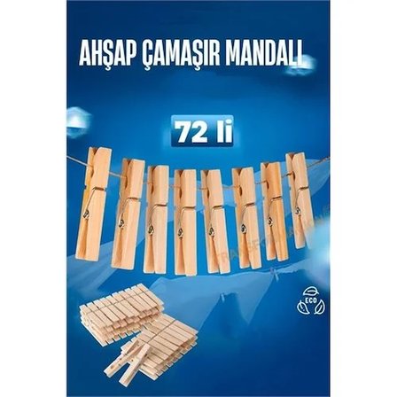 Ahşap Çamaşır Mandalı 72 Adet 721654