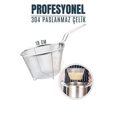 Kızartma Süzgeci Patates Kızartma Filtresi 304 Paslanmaz Çelik Mink 721078