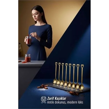 8'Li Lüks Gold Zamak Ölçü Baharat Kaşığı Seti - Özel Tasarım 722902