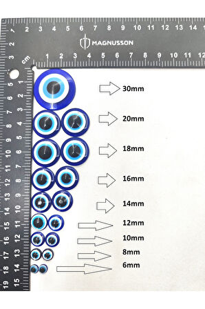 AKRİLİK NAZAR BONCUĞU KABŞON TAŞ (20 ADET)