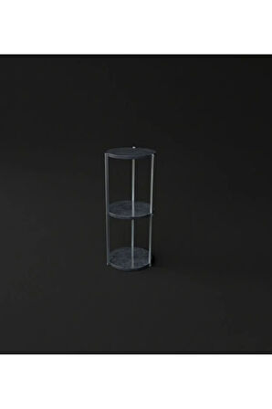 Dekoratif 3 katlı Raflık, Çiçeklik, Köşe Rafi, Sehpa Çok Amaçlı Raf -Gri Antrasit-